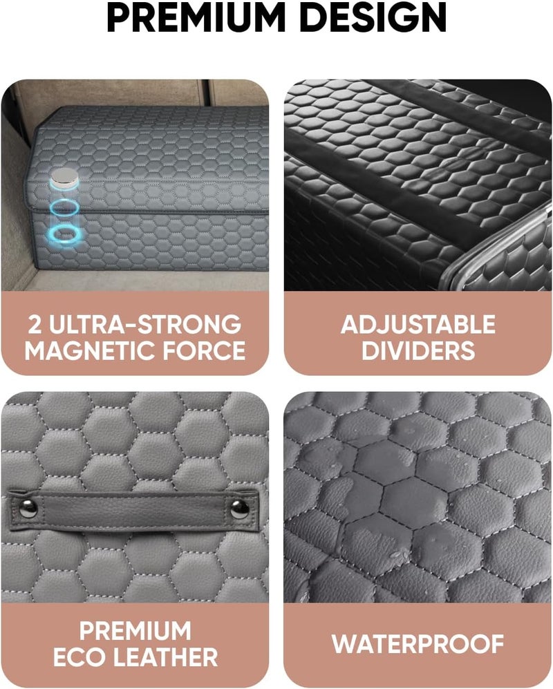 Owleys Foldable Trunk Organizer For Car - Trunk Organizers Car Storage - Collapsible Auto Trunk Organizer With Lid - Small And Large Cargo Organizer - Trunk Organization (Gray 21) - Image 4